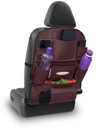SarvoTeleweb PU Leather Car Seat Back Organizer Multi Pocket-Tray Travel Storage Bag (Black) Trunk Organizer