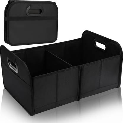 Zorbes Foldable Dual Compartment Car Trunk Organizer Box Storage Trunk Organizer