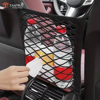 TANTRA Single-Pocket Car Mesh Organizer, Backseat Net Bag, Barrier for Pets & Kids Trunk Organizer