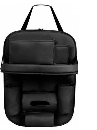 SarvoTeleweb Leather Car Back Seat Organizer with Foldable Table Tray Storage pocket Trunk Organizer