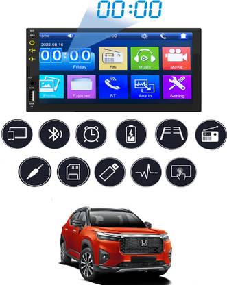 MATIES 7inch Double Din Full Touch Screen With Mirror link For Elevate Honda 2023 Black LCD