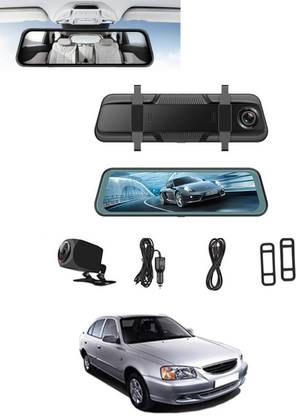 ABJD Digital 9.66inch Mirror DVR Full Touch Screen With TFT/Night Vision For Car-03 Black LED