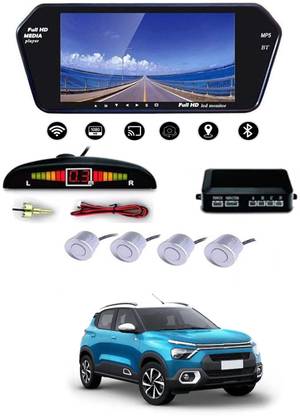 MATIES 7inch Full HD LED Car Video Monitor+Reverse Car Parking Sensor White-81 Black LED