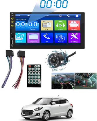 MATIES 7Inch Full HD Double din Screen With Parking Black Camera Black LED