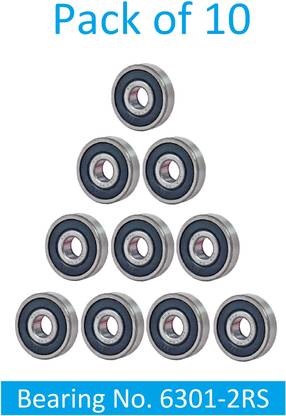 SINAL Pack of 10 Ball Bearing 6301 2RS with 12mm inner and 37mm outer (BER35.3) Wheel Bearing