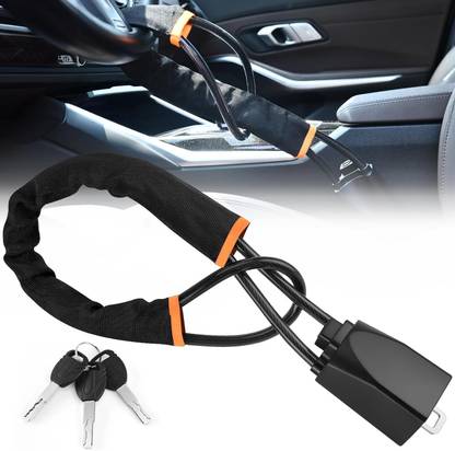 AutoBizarre Anti-Theft Car Security Adjustable Car Steering Wheel Lock with Seat Belt Lock Wheel Lock