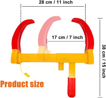 ENEMYT Tyre Lock Clamp Durable Security Wheel Lock with 2 Keys Red & Yellow Wheel Lock