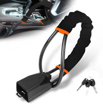 STHIRA Wheel Lock with 3 Keys Car Steering Wheel Lock for Truck, SUV, Van, Hatchback Steering Wheel Lock Safety Belt Buckle Attachment Heavy Duty Steel Steering Wheel Lock