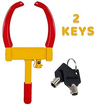 ENEMYT Durable Security Wheel Lock with 2 Keys Red & Yellow Tire Protection Clamp Wheel Lock