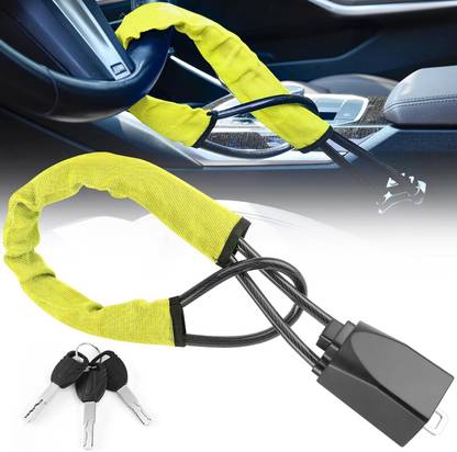 AutoBizarre Anti-Theft Car Security Adjustable Car Steering Wheel Lock with Seat Belt Lock Wheel Lock