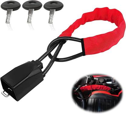 Beamerzz Anti-theft Car Steering Wheel Lock Safety Device Universal Fit -011 Flexible Belt Adjustable Safety Lock Wheel Lock