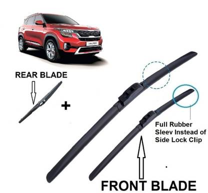 AutoClean FRONT FRAMELESS WIPER & REAR BLADE FOR SELTOS Windshield Wiper