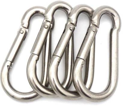 m art Pack of 10 - Stainless Steel Carabiner Snap Hook for Camping/Hiking/GYM Locking Carabiner