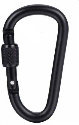StealODeal Black Screw Locking Clip Hook D Shape Locking Carabiner