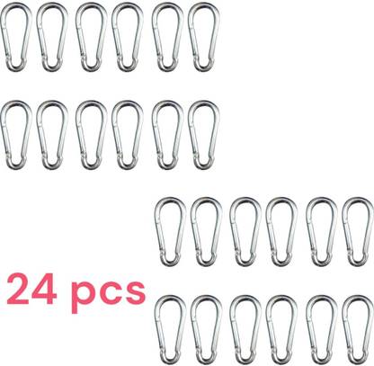 zenithfitness Heavy Duty Carabiner Hook for Gym Cable Machines – Silver, Steel – Pack of 24 Locking Carabiner