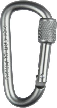 StealODeal Silver Aluminium with Screw Locking Hook Locking Carabiner