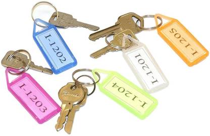 sheetal traders Multicolor Keyring & Keychain with Name Tag Labels (Pack of 50) Locking Key Chain