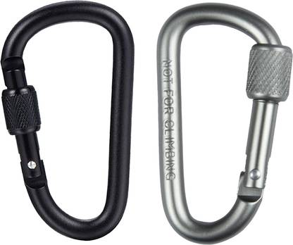 StealODeal Sliver Aluminium D Shaped Hook(Combo of 2) Locking Carabiner