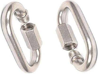 Rarehaunt 8 mm Heavy SS Carabiner Screw Swing Snap Hook Multipurpose Connector Sports 2 Pc Locking Carabiner