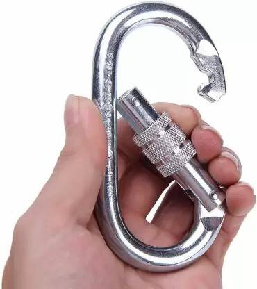 HMS Stainless Steel Snap Hook Carabiner Screw 10mm for Ropes Hiking Locking Carabiner