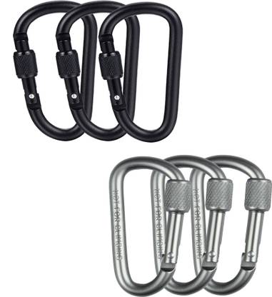 StealODeal Sliver Aluminium D Shaped Hook(Combo of 6) Locking Carabiner