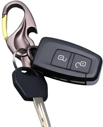 Dyme Durable Steel Carabiner Keychain, KeyRing with Bottle Opener two round hooks Locking Carabiner