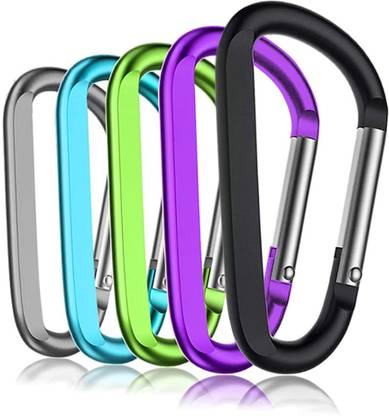 Qpets 6pcs D-Ring Carabiner Clip, Heavy Duty Aluminum Alloy Carabiner Clip Keychain Key Chain