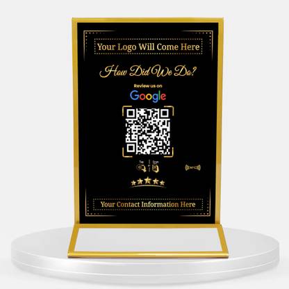 quaapps Smart Google Review and Dual Social Media Scanner Card Display Stand