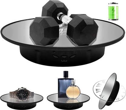 24x7eMall Rotating Display Stand 20 Cm 360 Degree Turntable With Mirror Finish Black Card Display Stand