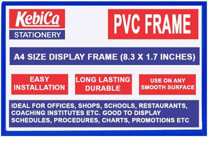 Kebica A4 PVC Display Frame, Sign Holder for Offices / Stores /Shops / Schools Card Display Stand