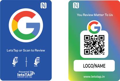 LETSTAP Google Review Card: NFC & QR, Instant Link,Tap or Scan for Reviews Card Display Stand