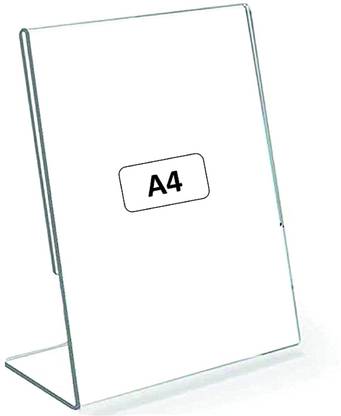 Devi Plastic Arts A4 Acrylic display Stand, Paper signage Holder, Photo Frame, Meeting Stand, Card Display Stand