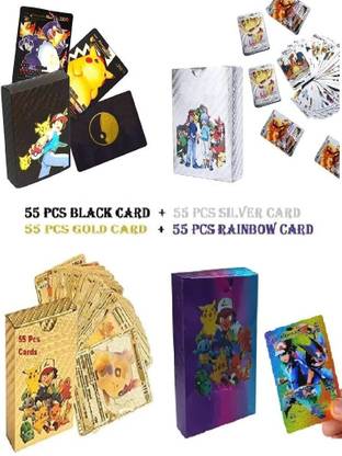 littlewish combo of 4 pack of pokemon v series cards 9black+silver+pink+gold)