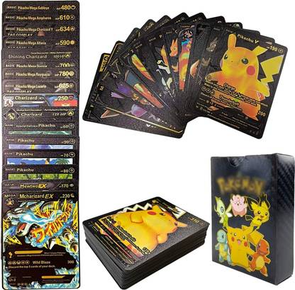 WOYR 55pcs Pokemon TCG Black Card Box V Series Vmax Gx Playing Card