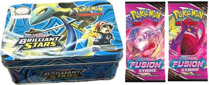 Bestie Toys Pokemon Cards Sword And Shield Brilliant Stars Basic Vmax Cards With 2 Booster