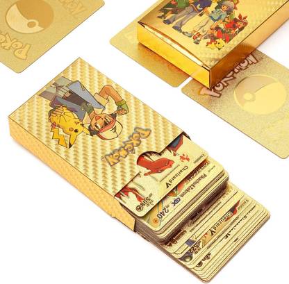 MOONZA Waterproof 55pcs Pokemon Gold Card Box V Series Vmax Gx Playing