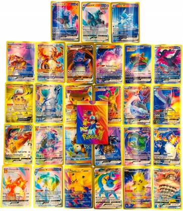 CrazyBuy Pokemon New Series 3D Flash Shining V, VMAX, GX, EX, Basic Cards For Kids(55pcs)