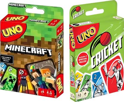 WOYR UNO Playing Cards Combo-UNO Minecraft UNO Cricket Playing Cards