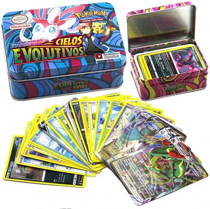 SALPITOYS POKEMON NEW SERIES cielos evolutivos- Sword and Shield TIN Box 42 CARDS