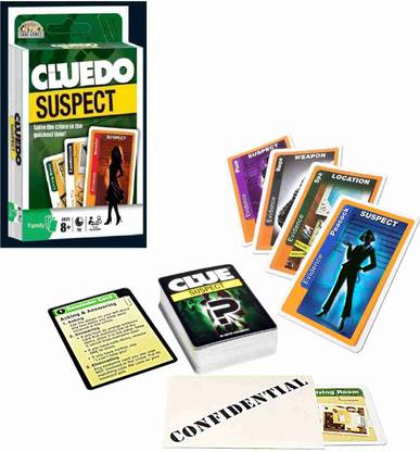 AL ATASH Cluedo Suspect Card Game, All The Fun of Clue in Minutes Card Game with 84 Cards