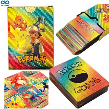 NE Games Pokemon Cards Rainbow Waterproof 55Pcs Box Rare GX-V Series Playing Flash Game