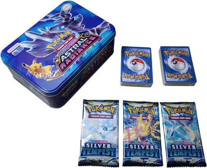 MOONZA Pokemon Trading Card Game 109 Cards In Metal Tin