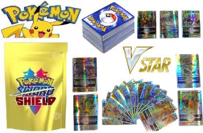 CrazyBuy Pokemon Latest Sword & Shield 50 Assorted VSTAR Playing Cards For kids