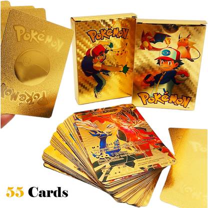 poksi Pokemon Cards for Playing|55 Cards(Golden)