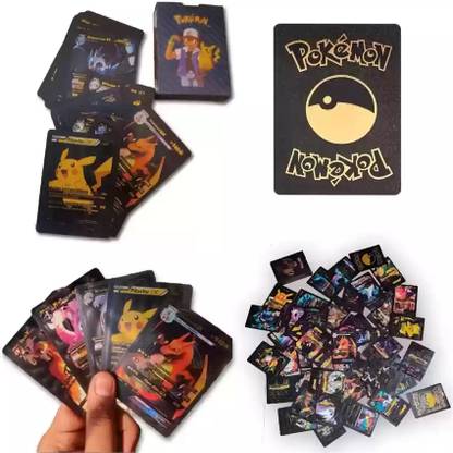cedars Waterproof 55pcs Pokemon Black Foil Card Box V Series Vmax Gx Ex Cards (Black)