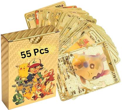 Naama 55 PCS Pokemon Cards, Gold Foil Card, Assorted Cards Deck Box - V Series Cards