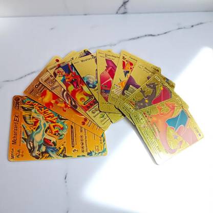 AKFLICKS Collectible Pokemon 10 PCS Gold Foil Playing Cards (Golden)