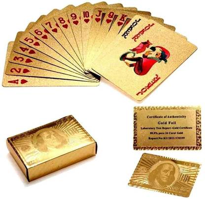 IndusBay Waterproof Plastic Deck Poker Playing Card Flexible Gold Playing Cards