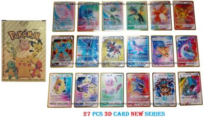 MOONZA 27 PCS Pokemon Cards New Look 3D View Playing Card For Kid's