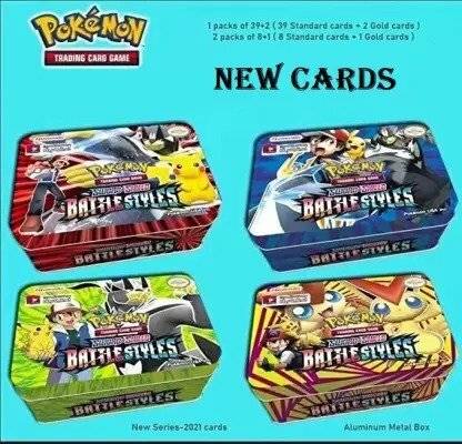 SHOPPING STUDIO Pokemon Trading card Sword & Shield Battle Styles Tin Box with 2 Booster Pack